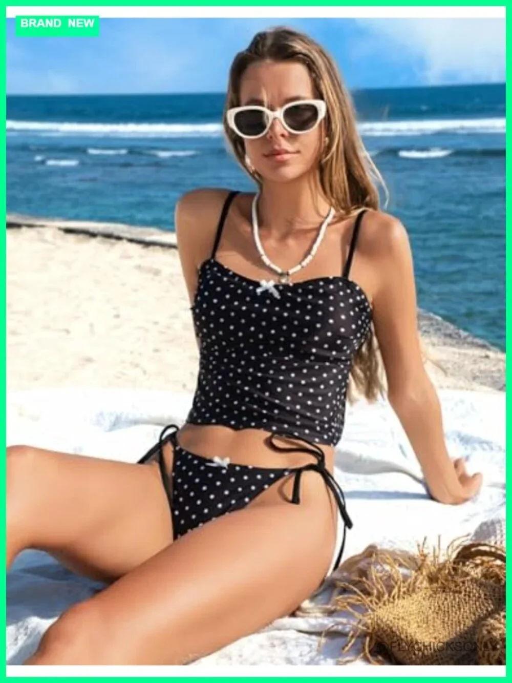 Open Back Tankini Set High Cut Side Tie Thong Bikini Swimwear